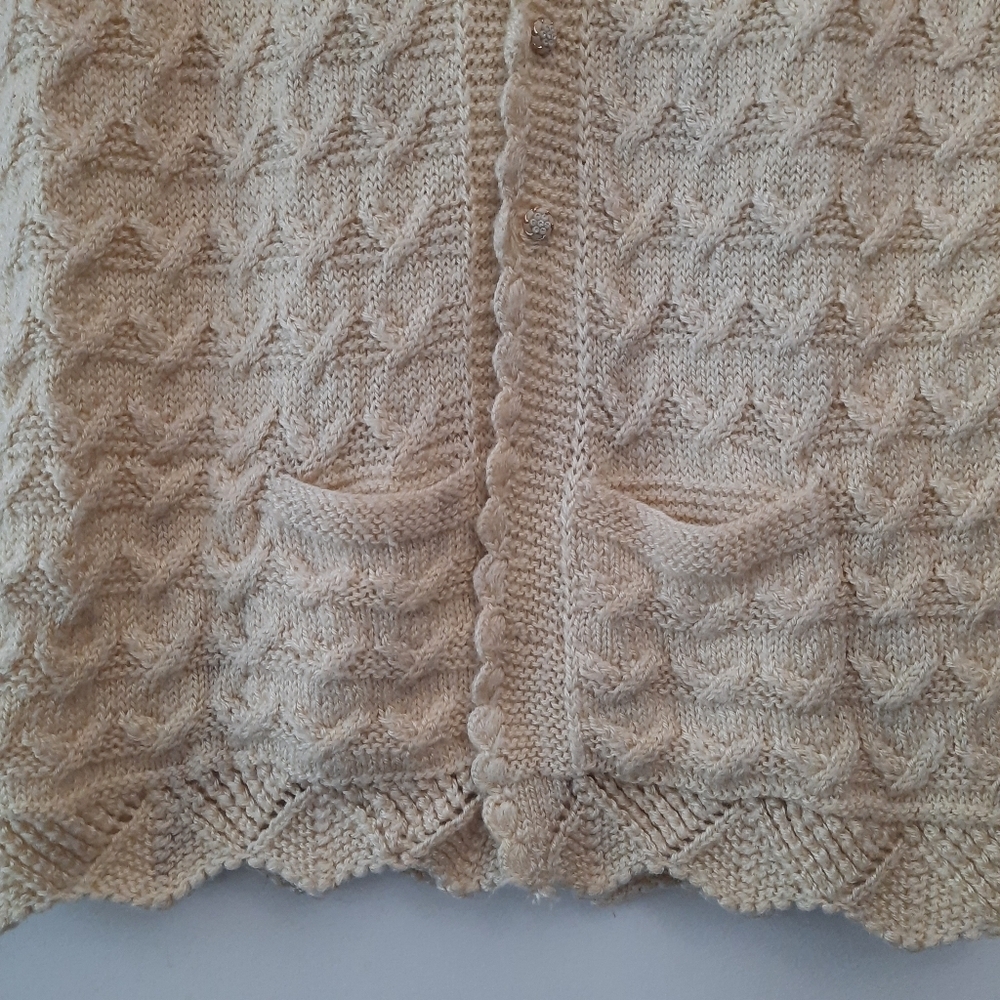 Vintage Cream Cable Knit Crochet Sweater Vest Cottagecore Boho Country - Picture 4 of 11